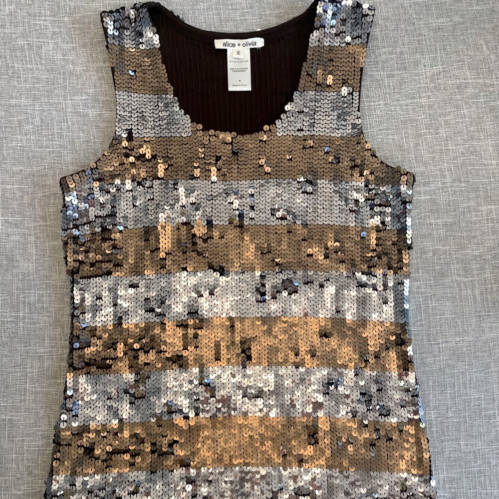 Alice & Olivia Sequin Top Size Small